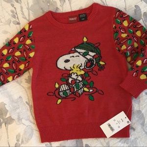 NWT Peanuts Snoopy and Woodstock Holiday Lights Sweater 18 mos